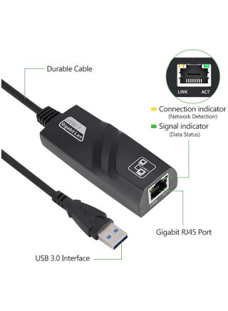 USB 3.0 to Ethernet Adapter, USB to Network 1000Mbps Gigabit RJ45 LAN Internet Adapter Converter Compatible with MacBook, Surface, Laptop PC with Windows, XP, Vista, Mac/Linux Driver Free - view 2